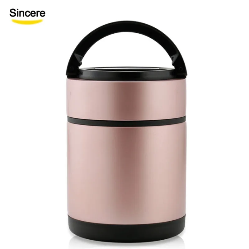 

Insulated Lunch Box Stainless Steel Thermal Food Storage Container Easy Carry 1.5/1.8/2.0L, Rose gold / gold