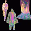 New Fashion Rainbow Colourful Hip-hop Cloak Jacket Reflective Color Changing Mens Jacket