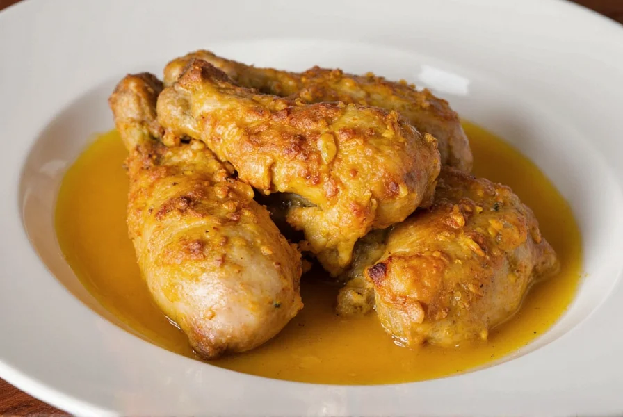 Golden saffron chicken simmering in ceramic tagine with aromatic spices