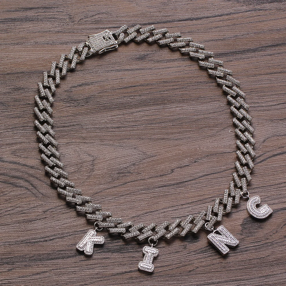 

Customized 24k White Gold Necklace Cheap Letter Necklace B R Pendant Necklace Luxury Full Diamond Jewelry, Picture shows