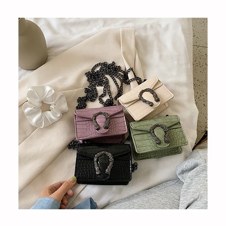 

Mini Chains Crocodile Print Crossbody Bag Women Luxury Brand Purse Handbag Designer Satchel Female Lock Shoulder Messenger Bags