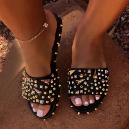 

Popular slides stock summer clear transparent shoes women flats