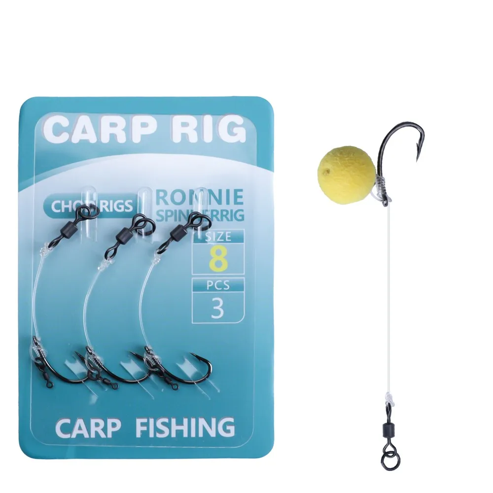 FTK 3Pcs/Pack Carp Fishing Hook Fishing Rigs Carp Fishing Feeder Accessories