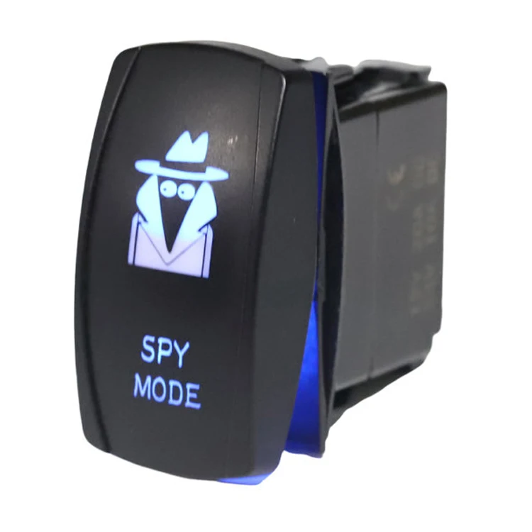 Laser Etched Rocker Switch SPY Mode LED Lights, ON/Off SPST 5Pin, 12V