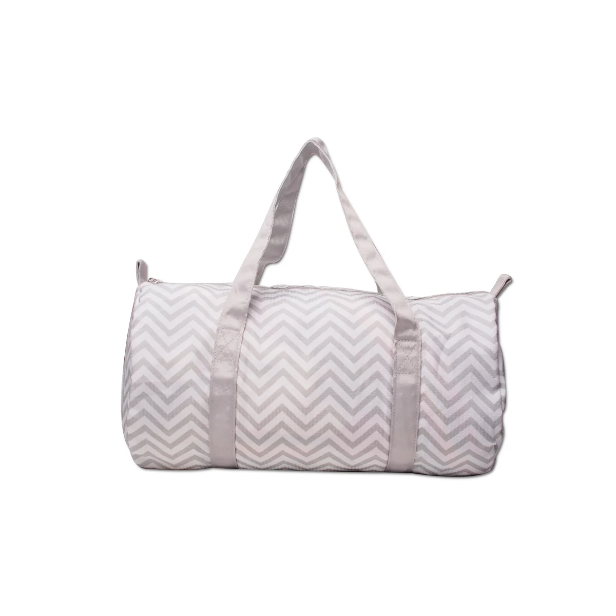 

Ready To Ship DOM1494 RTS Gray and White Chevron Duffle Bag Kid Zigzag Seersucker Travel Weekend Tote, Customized color