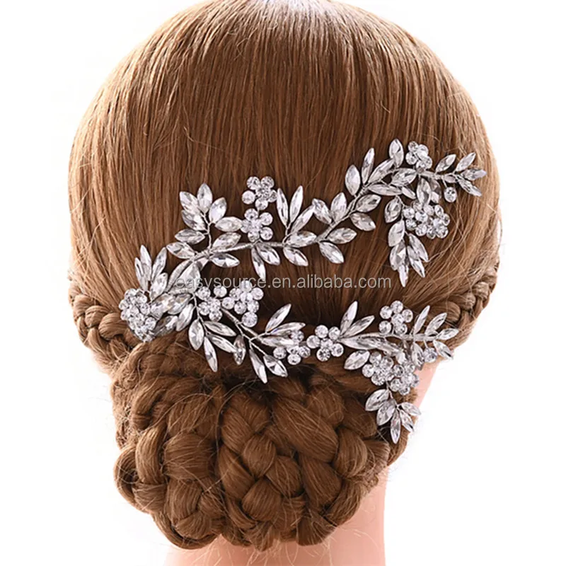 

RE4154 Flower Wedding Hair Barrette Rhinestones Hair Accessories Bride bridesmaid hair Jewelry