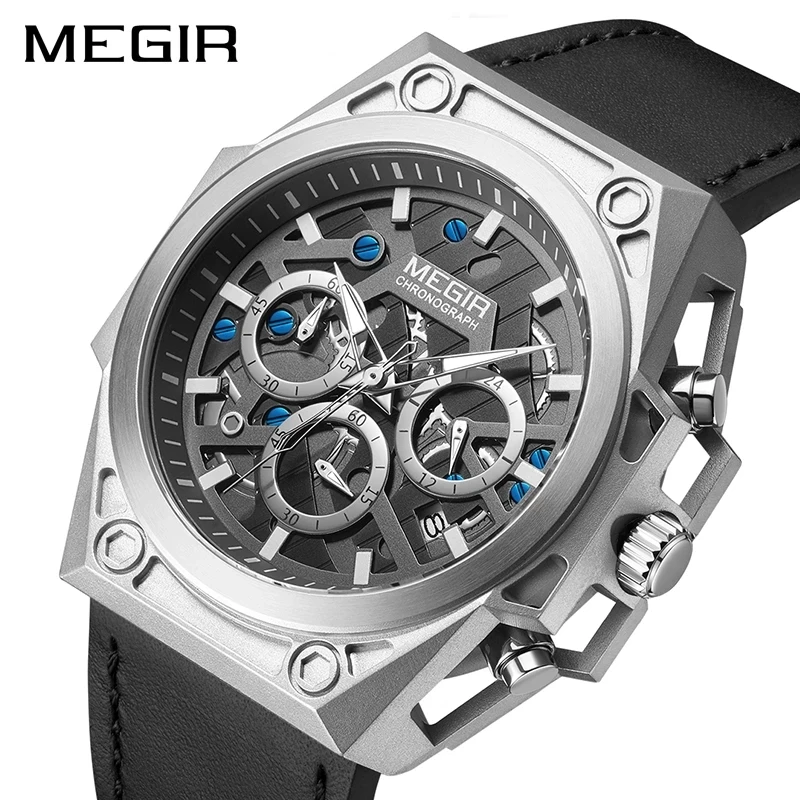 

MEGIR 4220 Brand Watches Men Water Resistant 5ATM Sports Quartz Wristwatches Chronograph Stop Watch Clock Hours