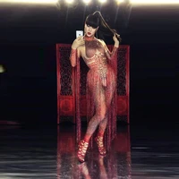 

Fashion Women Sexy Tassel Rhinestone Print Bodycon Long sleeve Jumpsuit Clubwear Ladies Party Show Romper