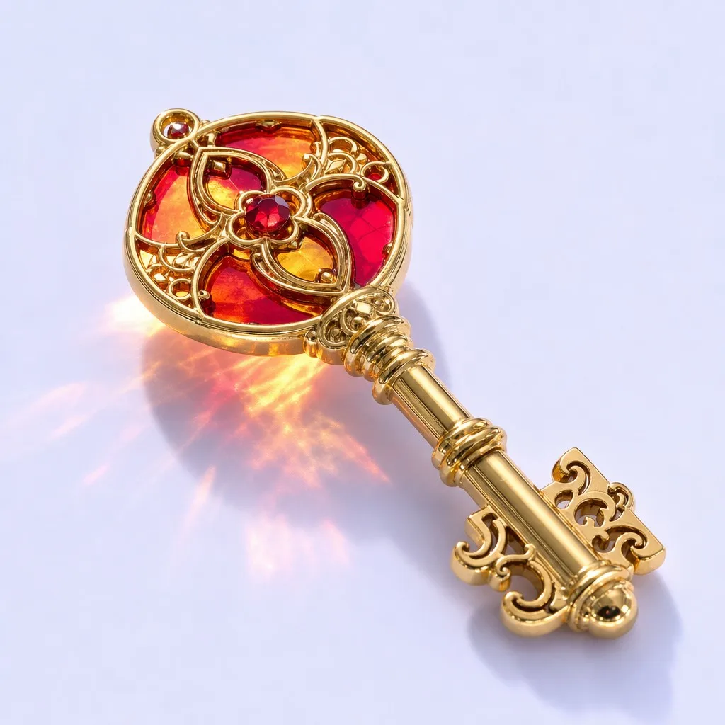 Vintage Stained Glass Skeleton Key Pin