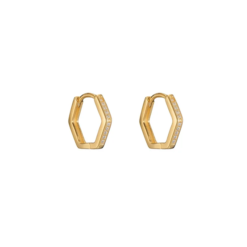 

925 Sterling Silver Geometry Hoop Earrings for Women Fashion Silver Gold Jewelry trendy 2021