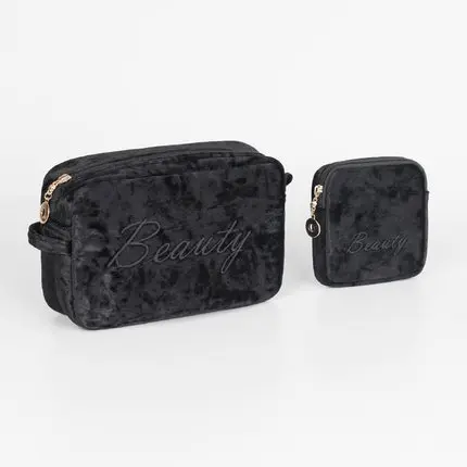 

Women'S Blue Velvet Toiletry Bag Eco Toiletry Bag Travelling Zipper Makeup Pouch For Purse, Colorful