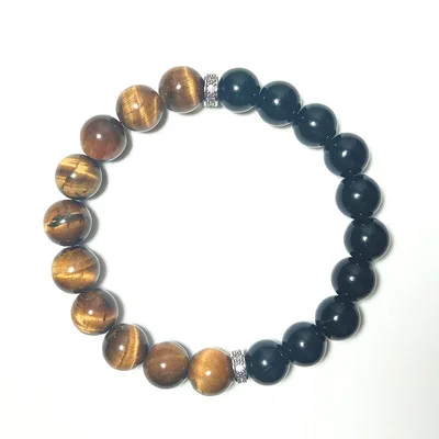 

6A Black Agate Tiger Eye Bracelet Stone Beaded Bracelet Handmade Custom  Bracelets For Men, As picture