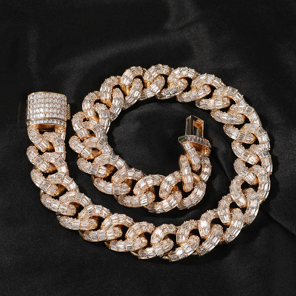 

cadenas cubanas de oro gold plated diamond cuban chain necklace