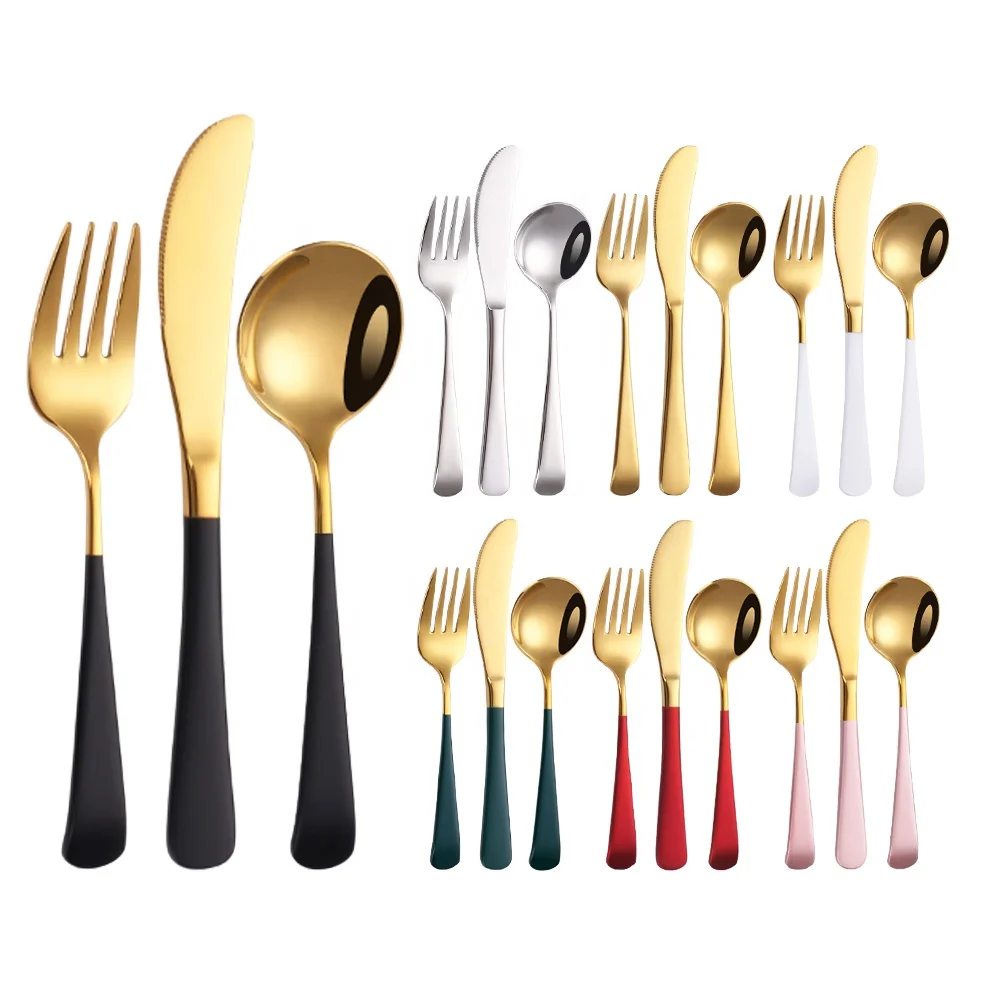 

Gold Black Titanium PVD Coating Flatware Set Painting Handle Stainless Steel Cutlery, Tablespoon, Customized