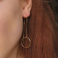 

2019 fashion Minimalist Jewelry 18k gold round shape 925 silver threader earrings drop