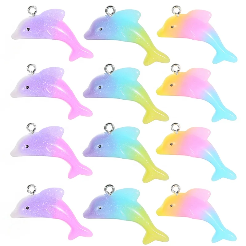 

new design Cartoon resin dolphin charms pendant FlatBack Resin Dolphins Earring Charms Resin Necklace Pendant Keychain Charms, Color