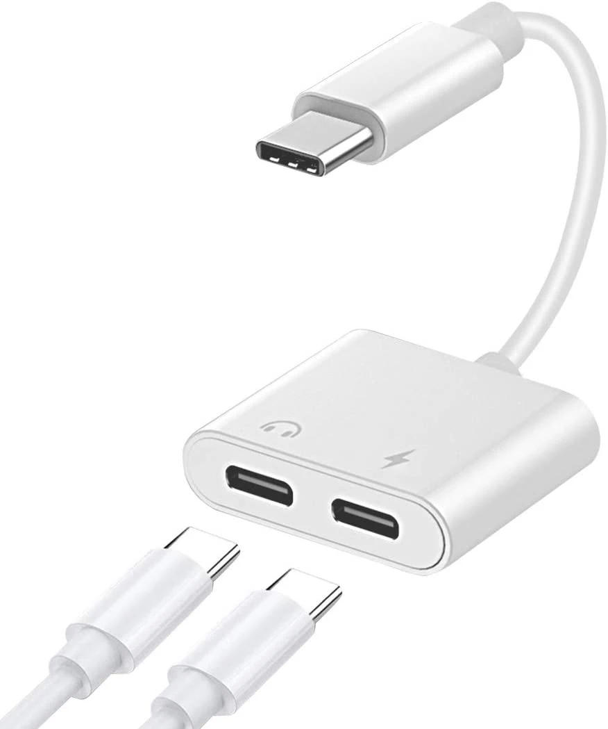 

HIFI AUDIO Type C Adapter 2 in 1 USB-C to 3.5mm Jack Headphones Aux Audio Splitter Charger USB C Adapter Compatible with Pixel