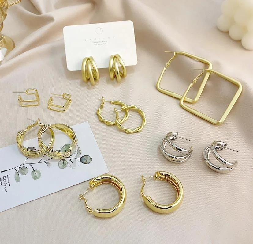 

2021 Fashion Gold Plated Hoop Earrings multi design for woman, Gold/silver