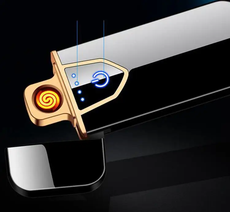 Customized Windproof Metal Flameless USB Rechargeable Electronic Touch Lighter.jpg
