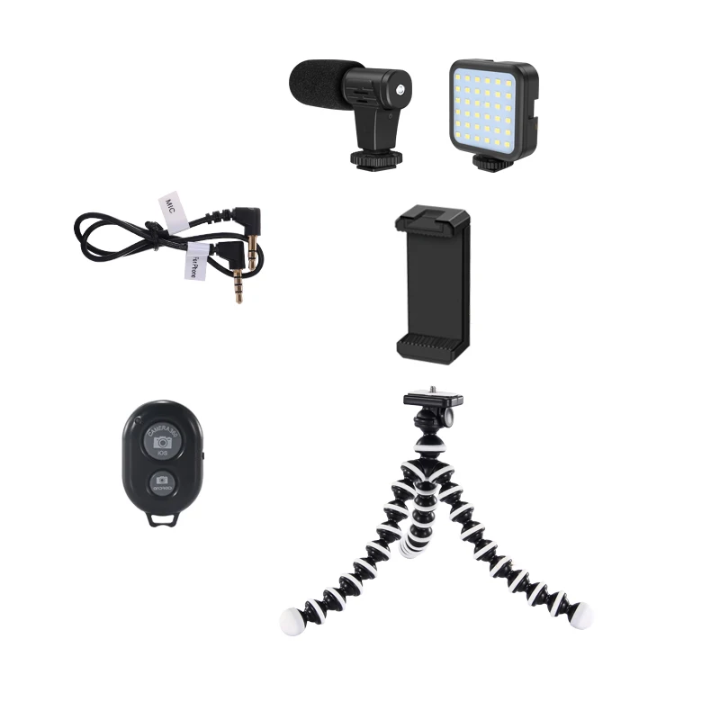 

Photographic lighting Vlogging set LED Selfie Fill Light Smartphone Video Rig Kits with vlog microphone for YouTube Tik Tok