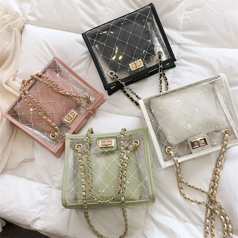 

Wholesale Transparent Clear PVC Women Handbags Fashion Tote Beach Bag Ladies Shoulder Bag and handbags for women