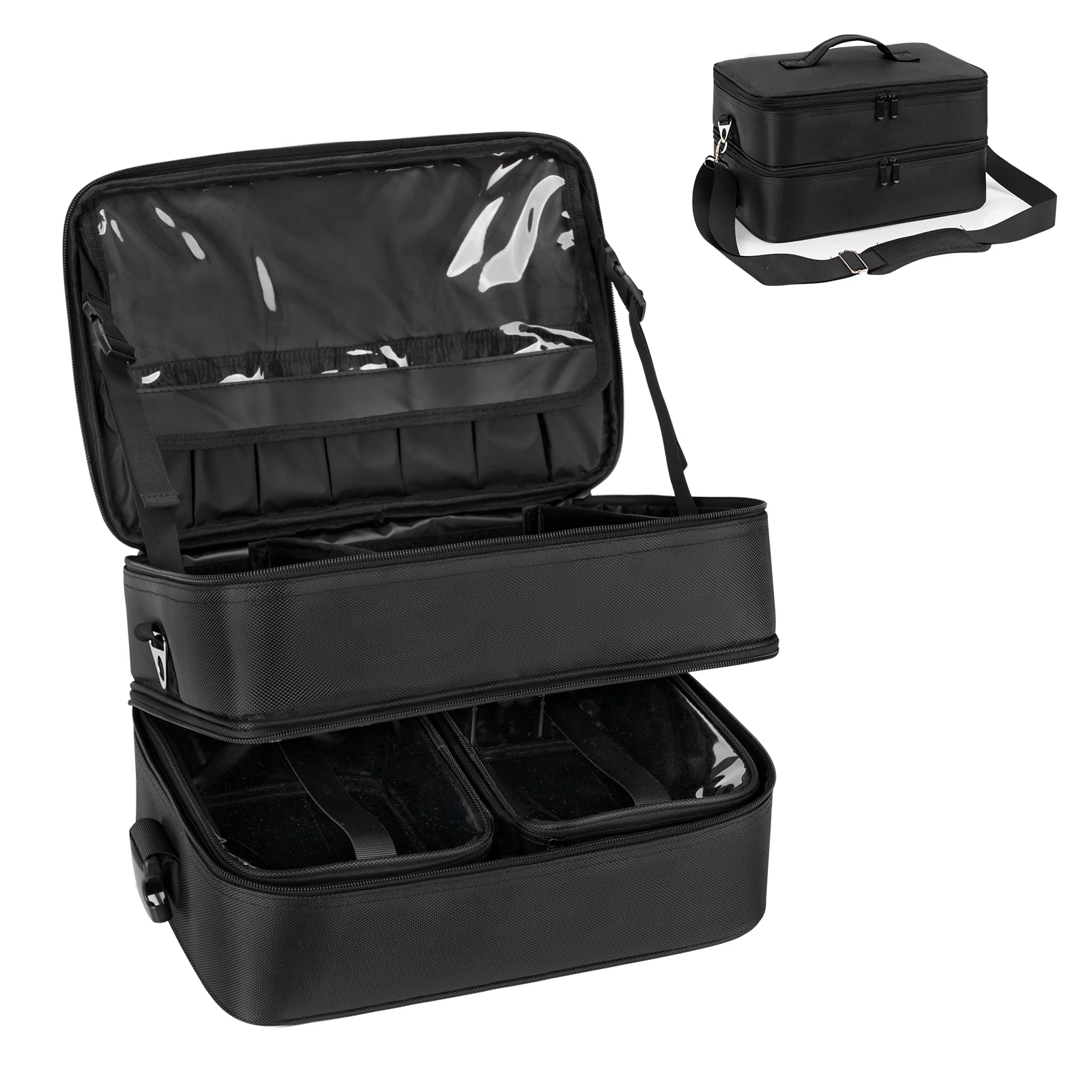 Relavel Makeup Artist Travel Train Case Cosmetic Bags Storage Organizer Large Makeup Case
