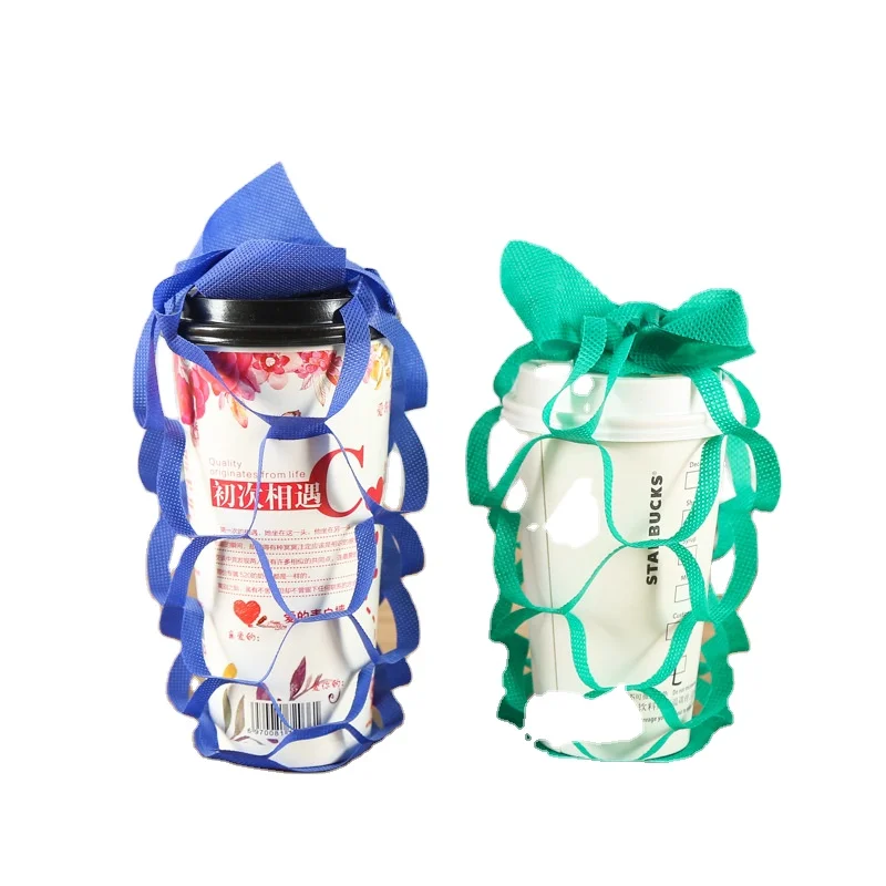 

Custom Logo Eco Friendly Non Woven Cotton Coffee Cup Holder CoffeMilk Bottle Sleeve Carry Bag For Shopping, Green/red/blue/black/gray/customized