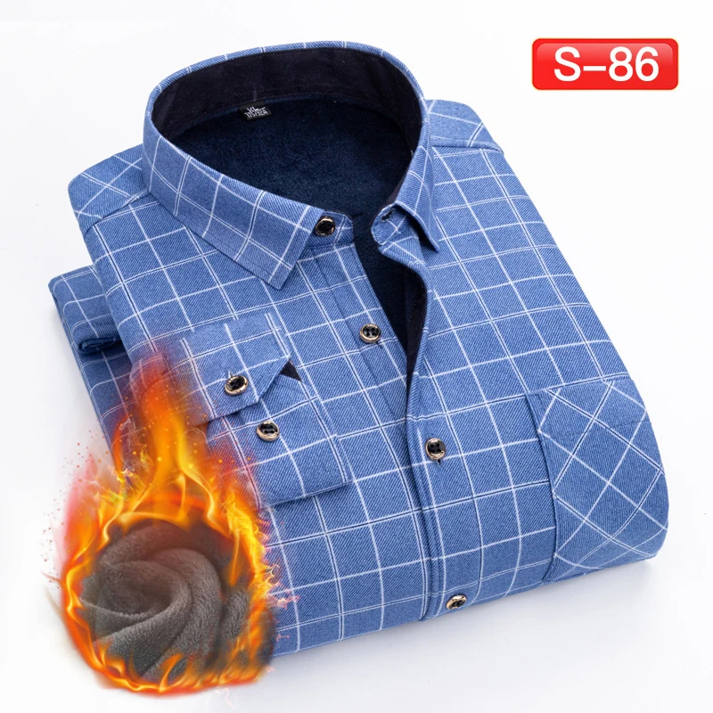 

100% Cotton Winter Wear Plus Size Men's Thick Lined Warm Casual Plaid Shirts