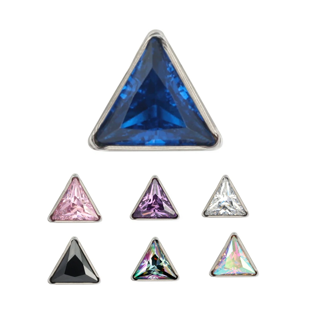 

GZN ASTM F136 Titanium Internally Threaded Labret Triangle Shape Different Colors Piercing Body Jewelry Ear Lip Ring Earring