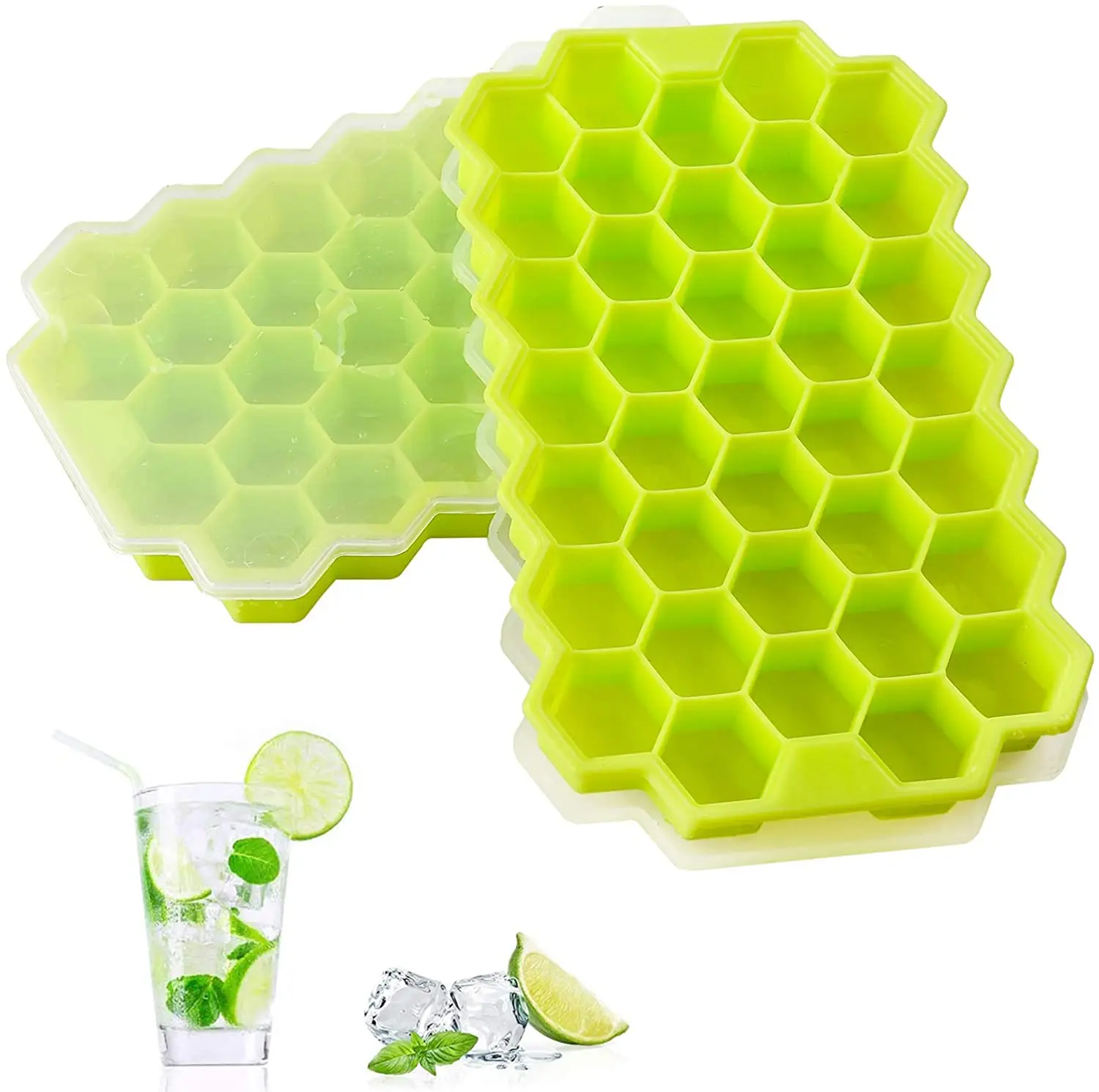 

Silicone Honeycomb Ice Cube Tray Creative DIY Foldable 37 holes Ice Tray Molds For Wine Ice Cream Tools, Customized color