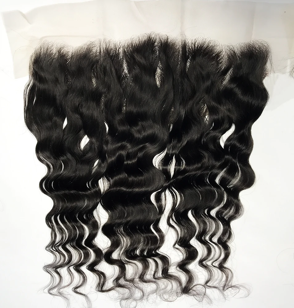 

Human Lace Frontal 10A Grade Pre Plucked 13x4 swiss Transparent Raw Indian Hair exotic wave, Natural color