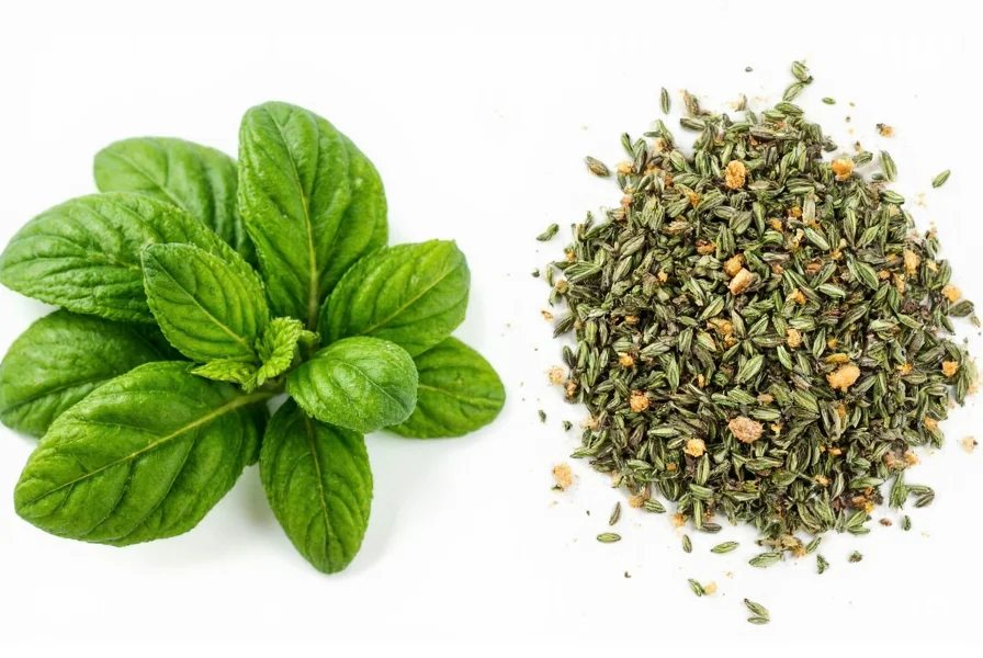 Toasting dried herbs in a skillet