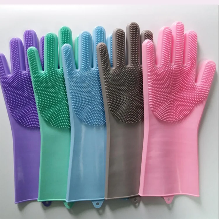 

Amazon Hot Sale Heat Resistant Magic Silicone Glove With Wash Scrubber, Custom color
