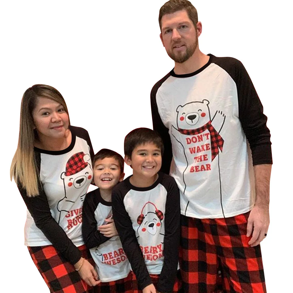 
2020 Fashion Indoor Wear Lounge Pajama Sets Women Christmas Snow Bear Women 2 Piece Pajamas Set Clothing 