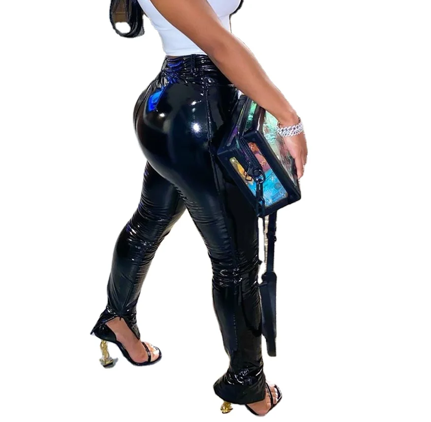 

Fall collection clothes faux leather womens pants and trousers 2021