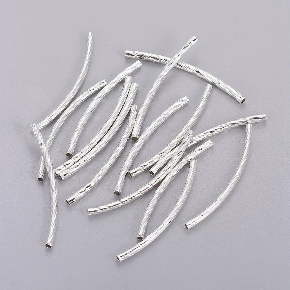 

Pandahall Silver Brass Curved Metal Tube Crimp Hollow Beads