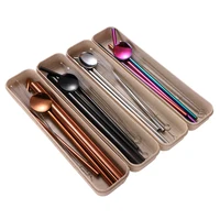 

Wholesale 304 Stainless Steel Drinking Straws Eco-friendly Reusable Stirrer Spoon Metal Straw Set