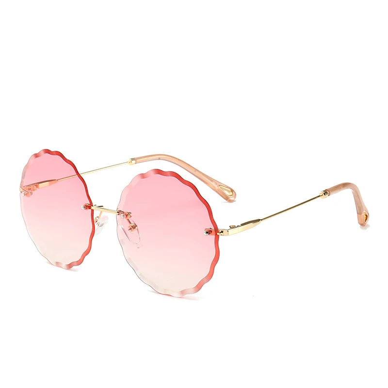 

2021 Round Multi Color flower shape rimless women sunglasses