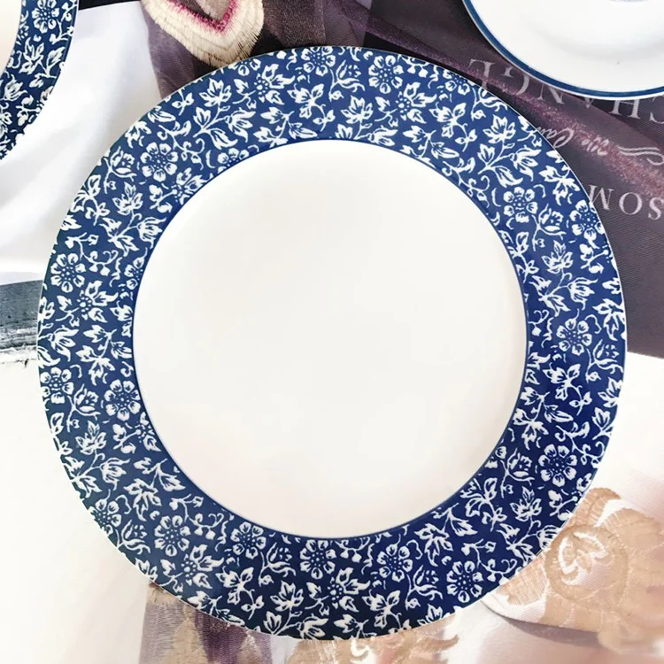 

Blue and White Plants Flower Floral Series Western Plate Steak Plate