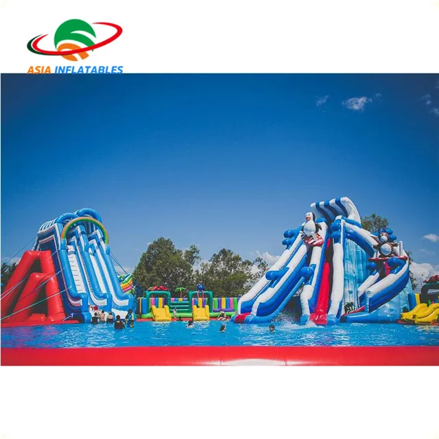 

Fun Slide Pool Amusement Theme Park Giant Waterpark Inflatable Water Slide For Park, Customize