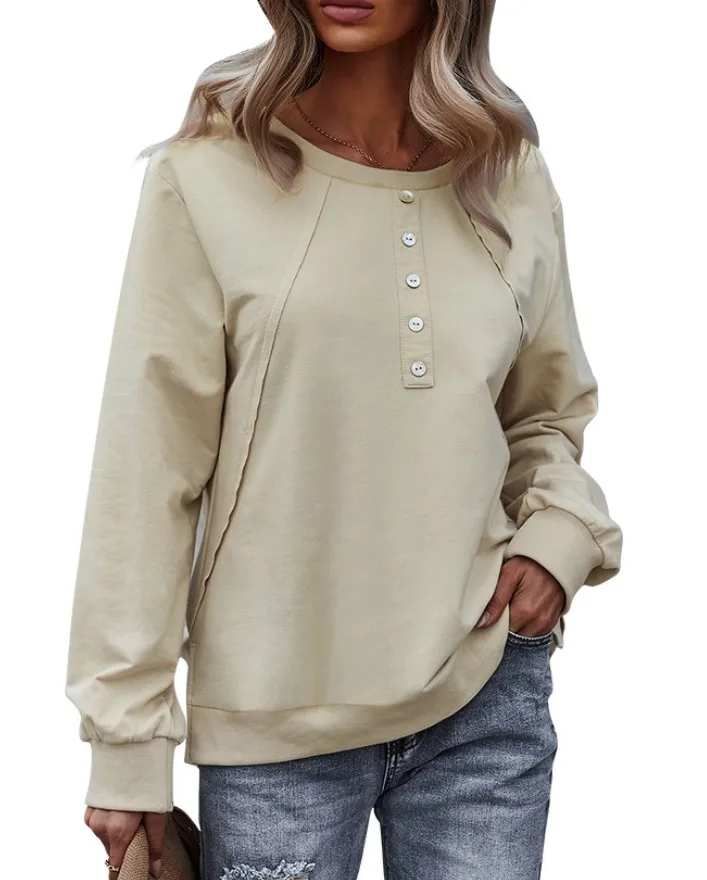 

Free Shipping Wholesale Casual Women Fashion Pullover Top Round neck Long Sleeve Plus Size T-shirt, Picture showed