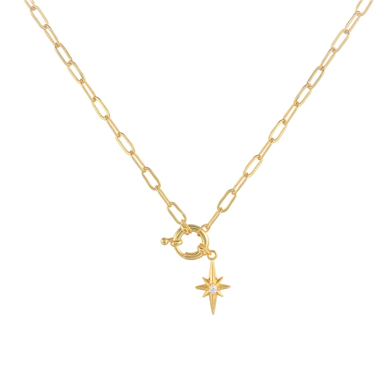 

ROXI silver jewelry S925 Sterling Silver Trendy 18k gold plated star Pendant Necklace