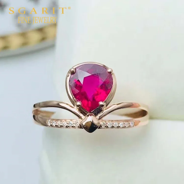 

SGARIT wholesale women daily wearing jewelry 18k gold pink gemstone jewelry 1.01ct natural tourmaline ring