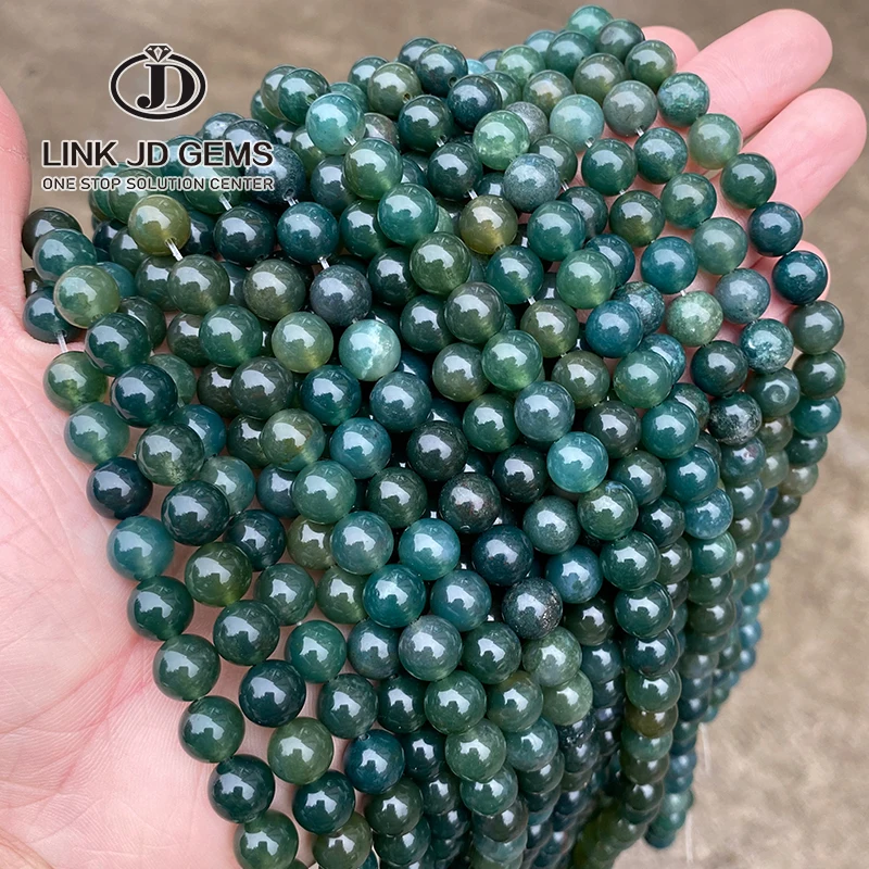 

4/6/8/10/12mm 5A Natural Green Grass Agate Gemstone Round Spacer Loose Stone Beads for Jewelry Making