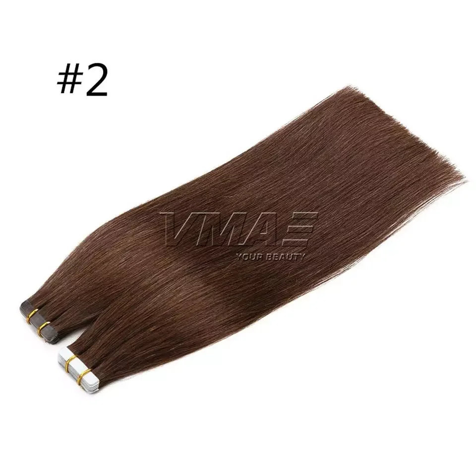 

VMAE Russian Straight 613 Blonde Chocolate Brown #2 Darkest Brown #4 Double Drawn Raw Unprocessed Tape Tip Human Hair Extension
