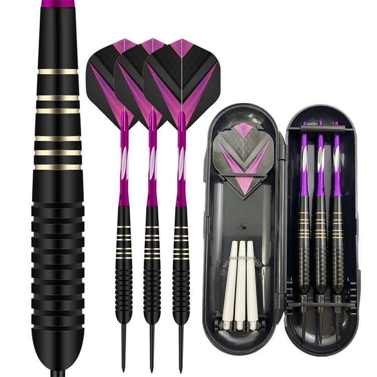 

Indoor Sports Custom 21g Brass Barrel Darts Set with Case Darts Board Games Shafts Flight Professional Steel Tip Darts, Blue/red/purple