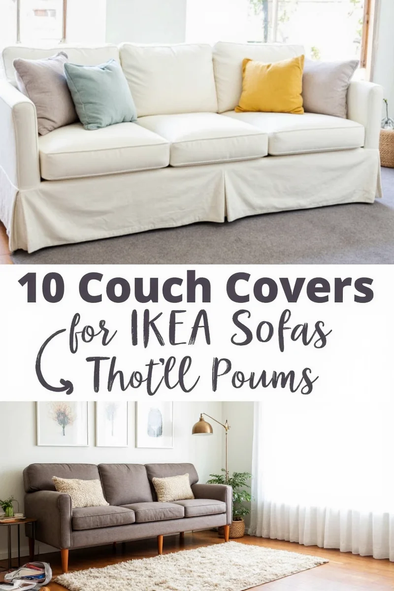 Before and after applying a couch cover
