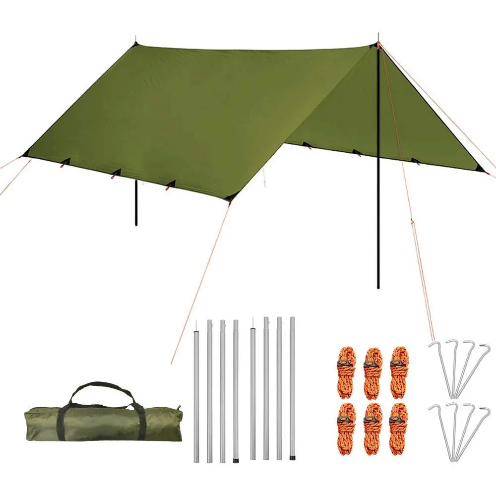 

2.2m*2.4m Portable Sun Shade Beach tent Waterproof Beach Tarp Shelter Outdoor Camping Tent Tarp Canopy, Army green(customized color is accepted.)