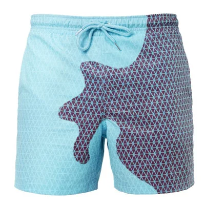 

2021 Quick Dry Men Beach Shorts Swim Trunks Pants Color changing Bathing Suit