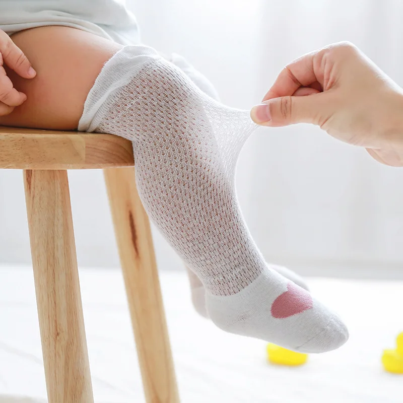 

Summer mesh thin cotton boneless baby stockings Korean cartoon ice silk baby mosquito proof socks baby knee socks, 7 color
